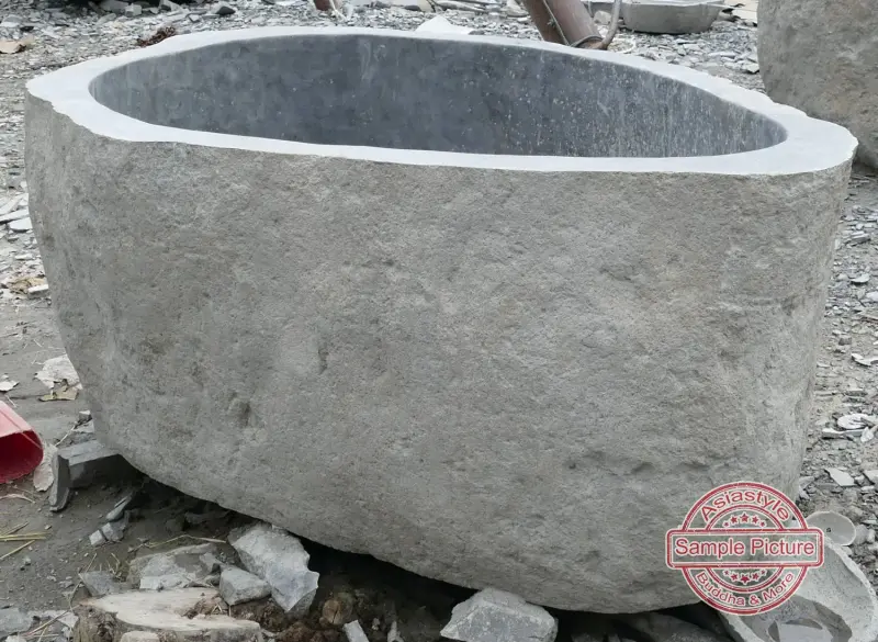 Product image 4 of the product “Riverstone basin, natural surface, polished inside. Dia approx 141-150cm Height 61-70cm ”